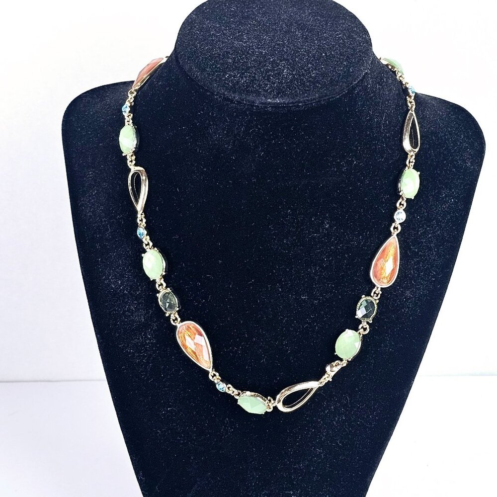 Ann Klein Multi-color Single Strand Goldtone & Pastel Tear Drop Necklace